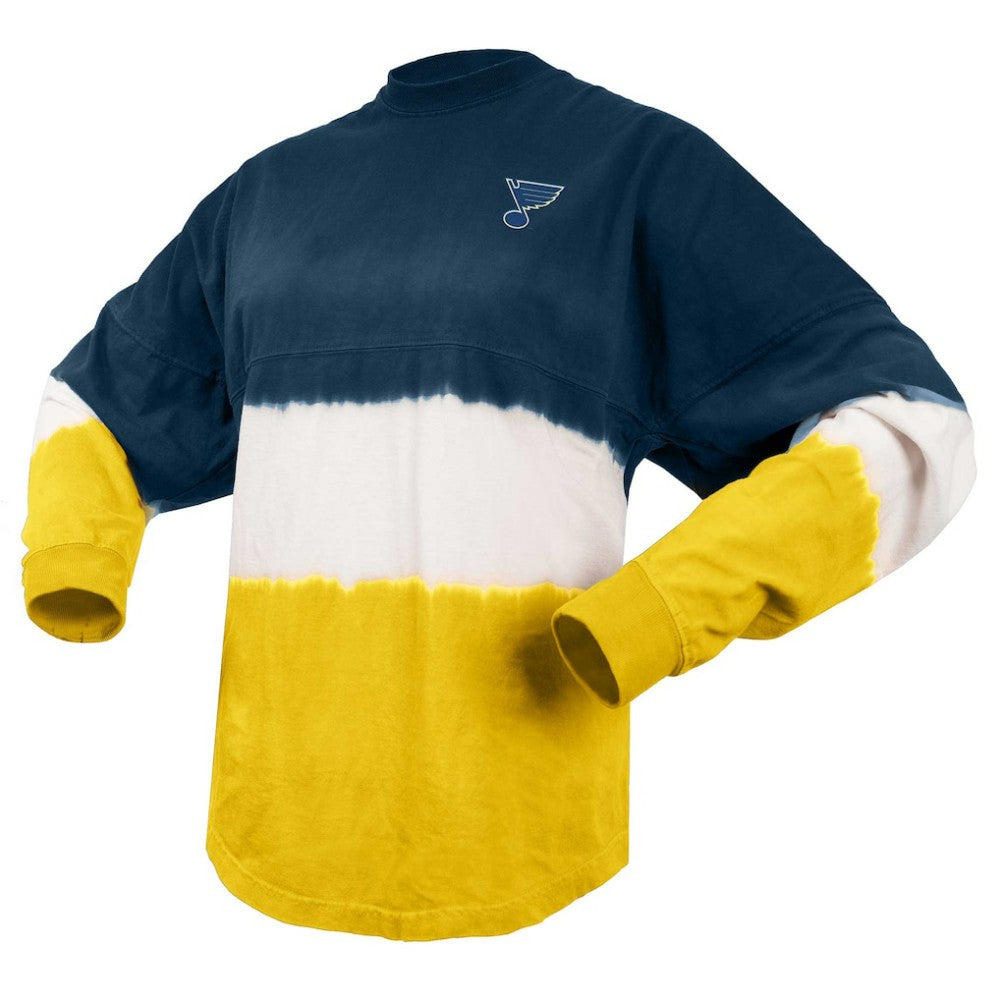 St. Louis Blues - Fanatics Women's Ombre Long Sleeve T-Shirt Navy/Gold