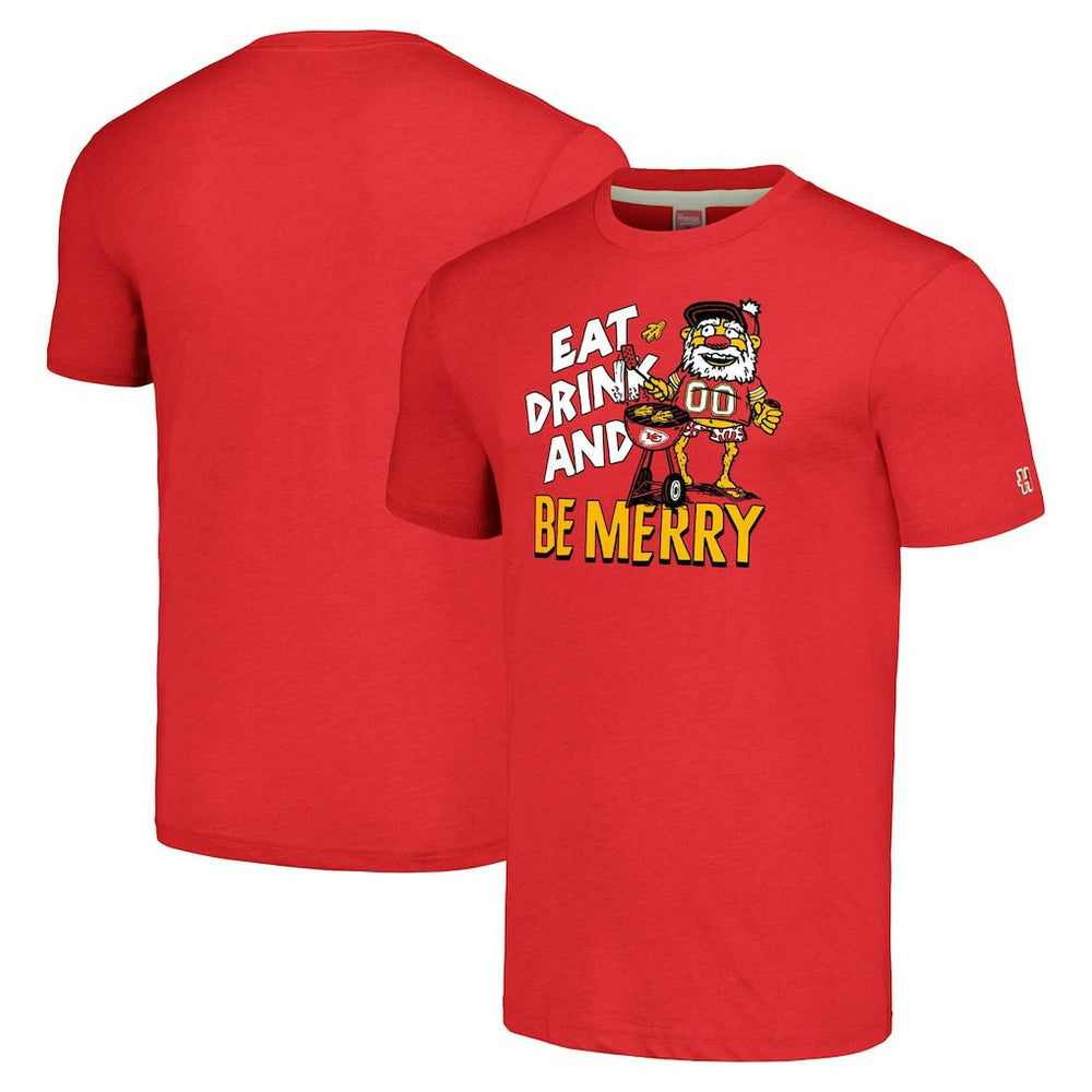 Kansas City Chiefs Homage Unisex Holiday Tri-Blend T-Shirt Red - NFL