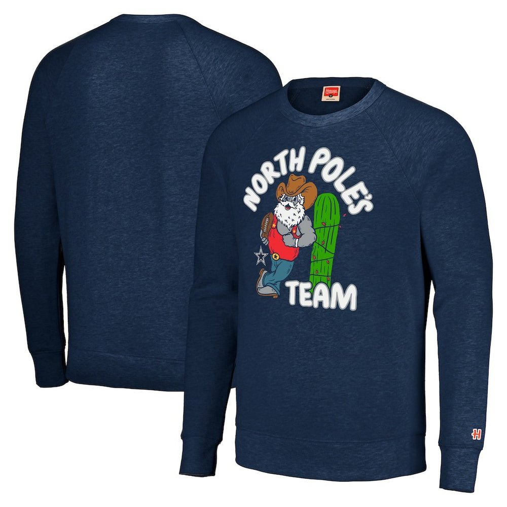 Dallas Cowboys Homage Unisex Holiday Raglan Tri-Blend Pullover Sweatshirt Navy - NFL