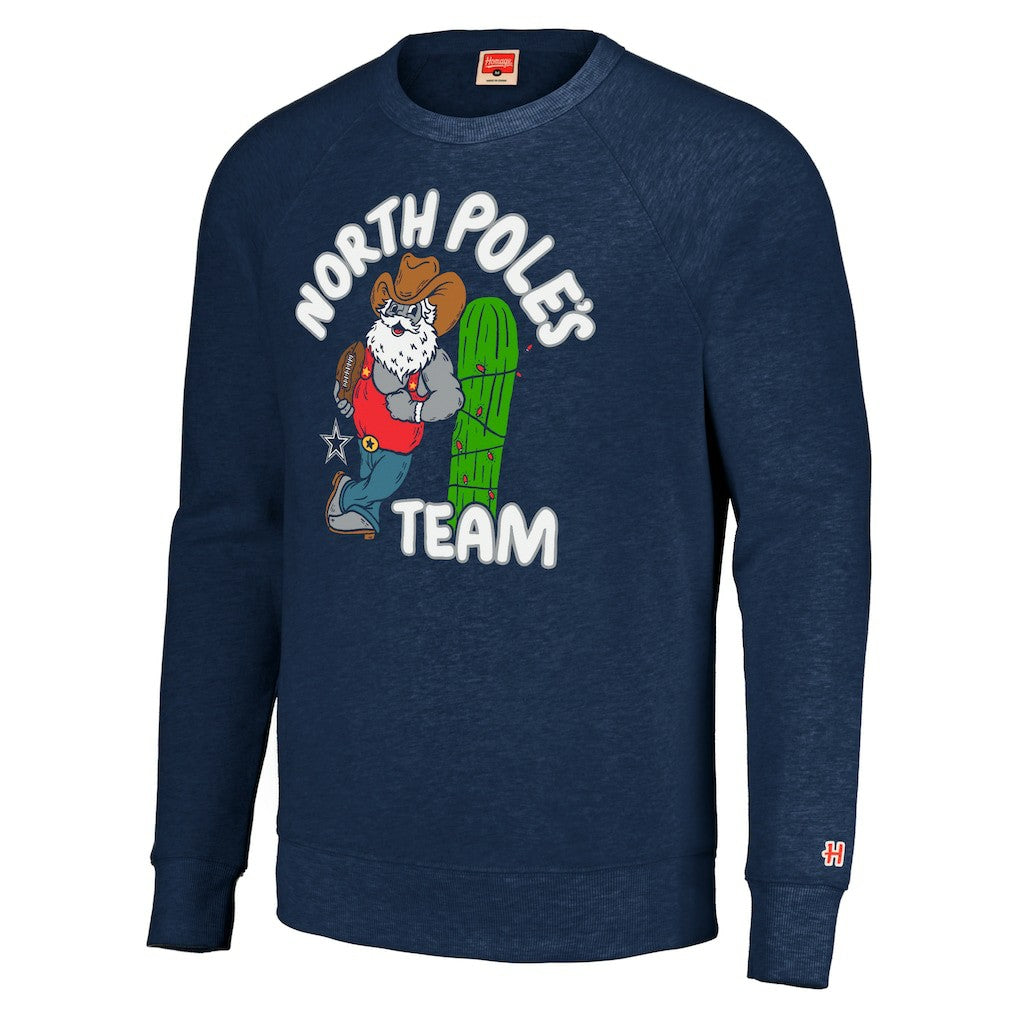 Dallas Cowboys Homage Unisex Holiday Raglan Tri-Blend Pullover Sweatshirt Navy - NFL