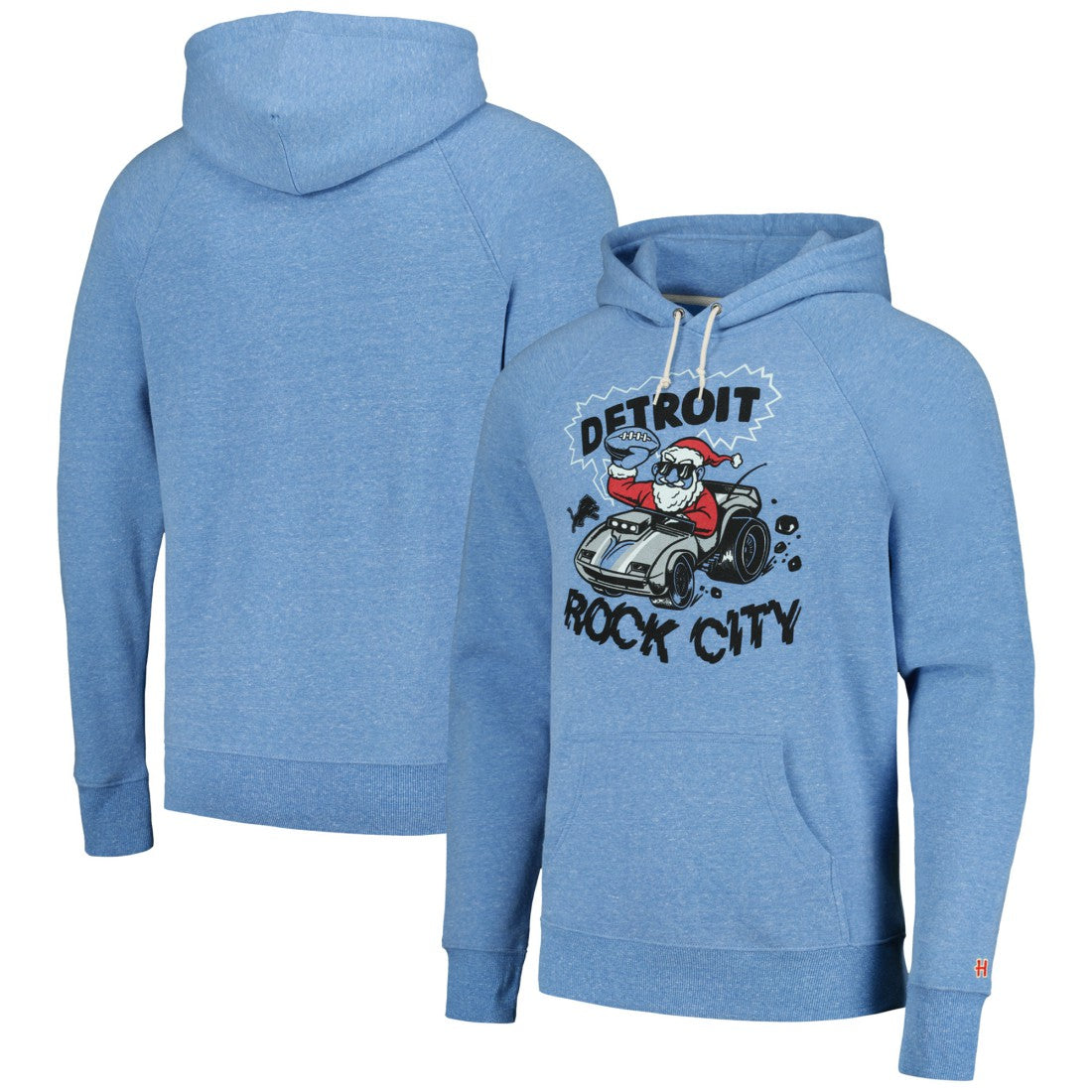 Detroit Lions Homage Unisex Holiday Raglan Tri-Blend Pullover Hoodie Light Blue - NFL
