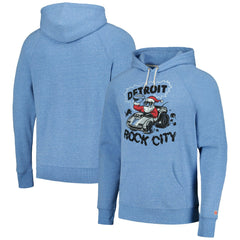 Detroit Lions Homage Unisex Holiday Raglan Tri-Blend Pullover Hoodie Light Blue - NFL
