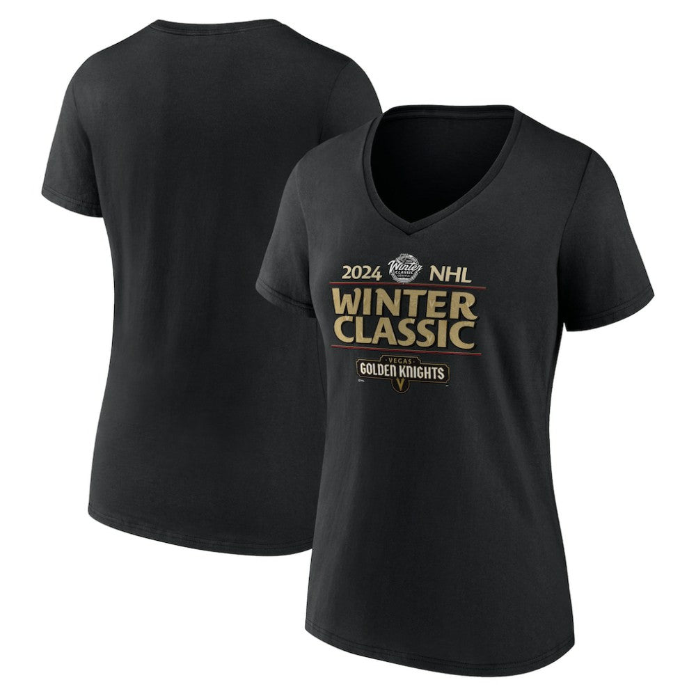 Vegas Golden Knights Fanatics Women's 2024 NHL Winter Classic V-Neck T-Shirt Black