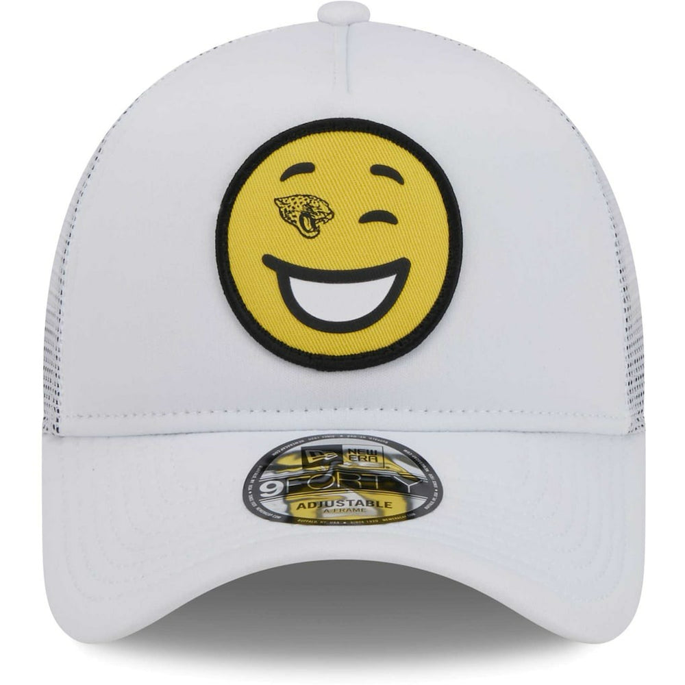 Jacksonville Jaguars New Era Happy A-Frame Trucker 9FORTY Snapback Hat White - NFL