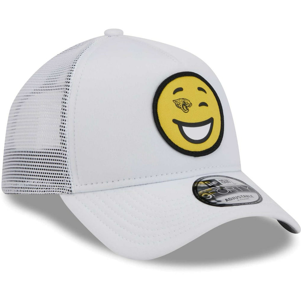 Jacksonville Jaguars New Era Happy A-Frame Trucker 9FORTY Snapback Hat White - NFL