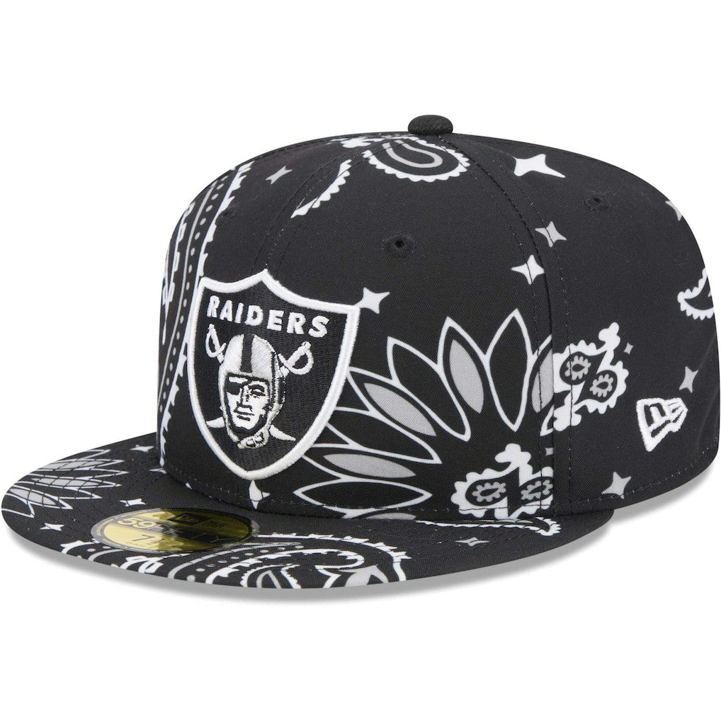 Las Vegas Raiders New Era Paisley 59FIFTY Fitted Hat Black - NFL