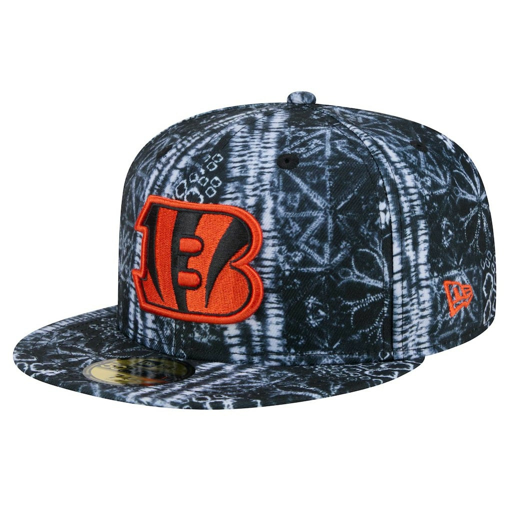 Cincinnati Bengals New Era Shibori 59FIFTY Fitted Hat Black - NFL