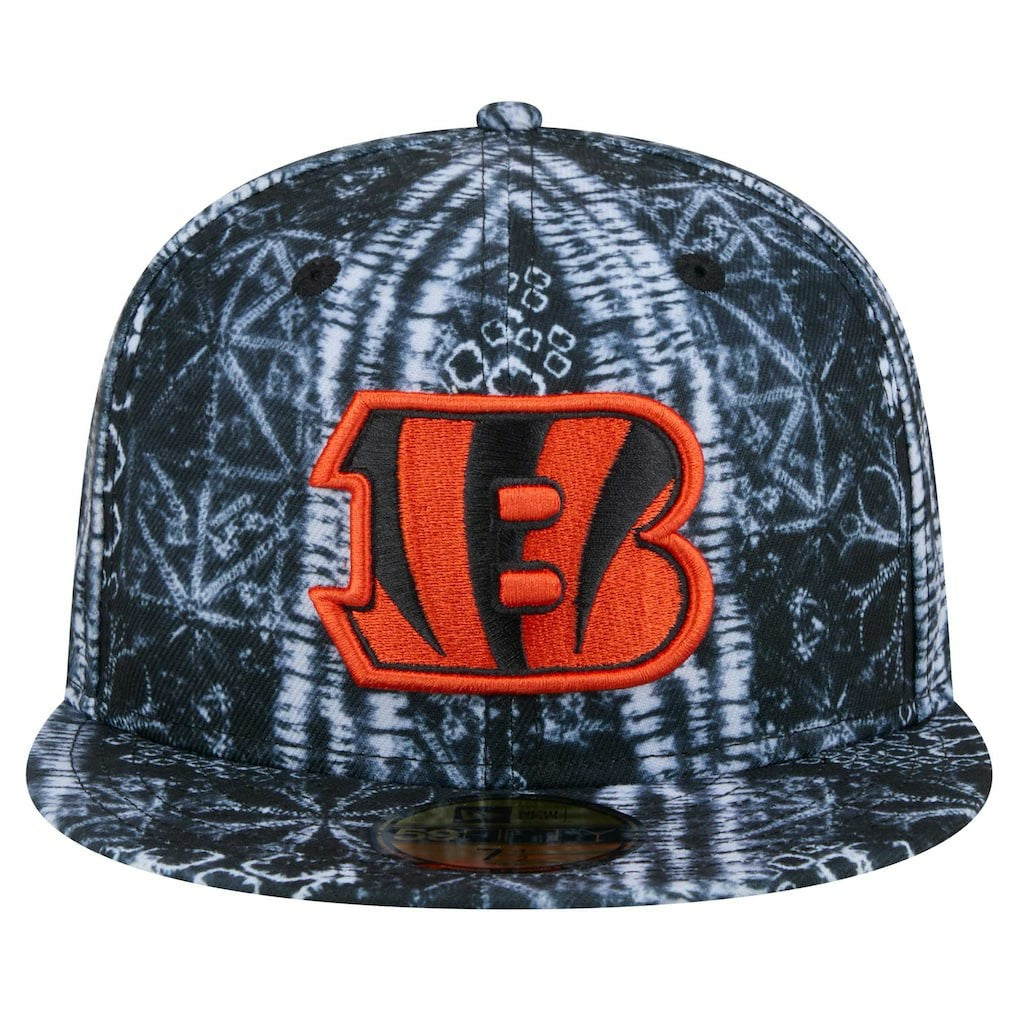Cincinnati Bengals New Era Shibori 59FIFTY Fitted Hat Black - NFL
