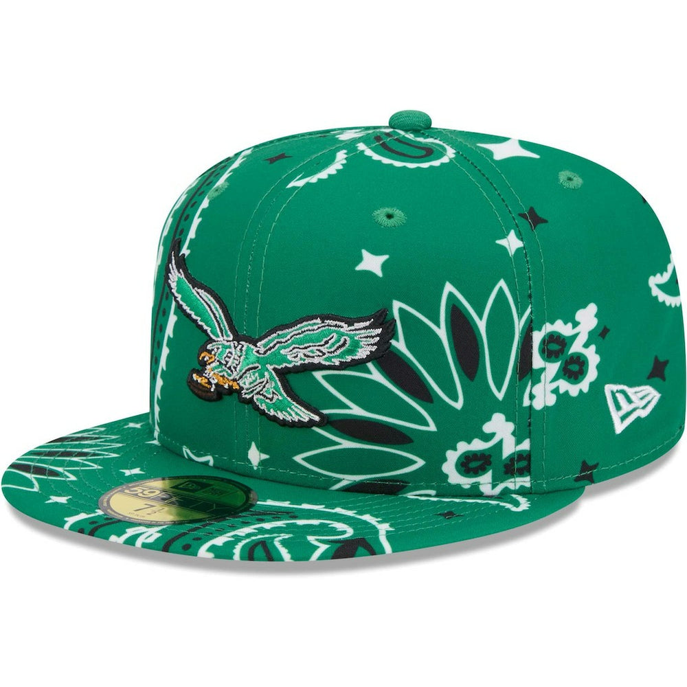Philadelphia Eagles New Era Throwback Paisley 59FIFTY Fitted Hat Kelly Green - NFL