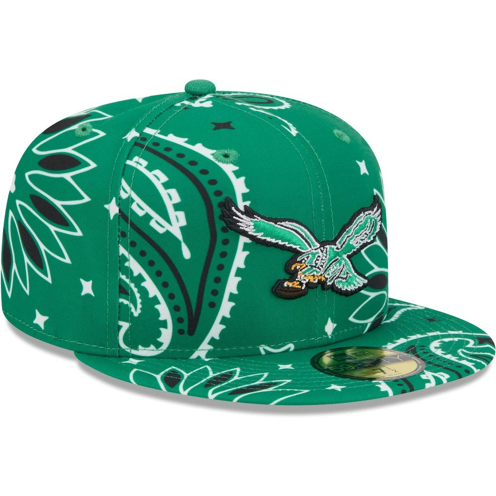 Philadelphia Eagles New Era Throwback Paisley 59FIFTY Fitted Hat Kelly Green - NFL