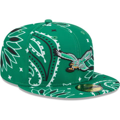 Philadelphia Eagles New Era Throwback Paisley 59FIFTY Fitted Hat Kelly Green - NFL