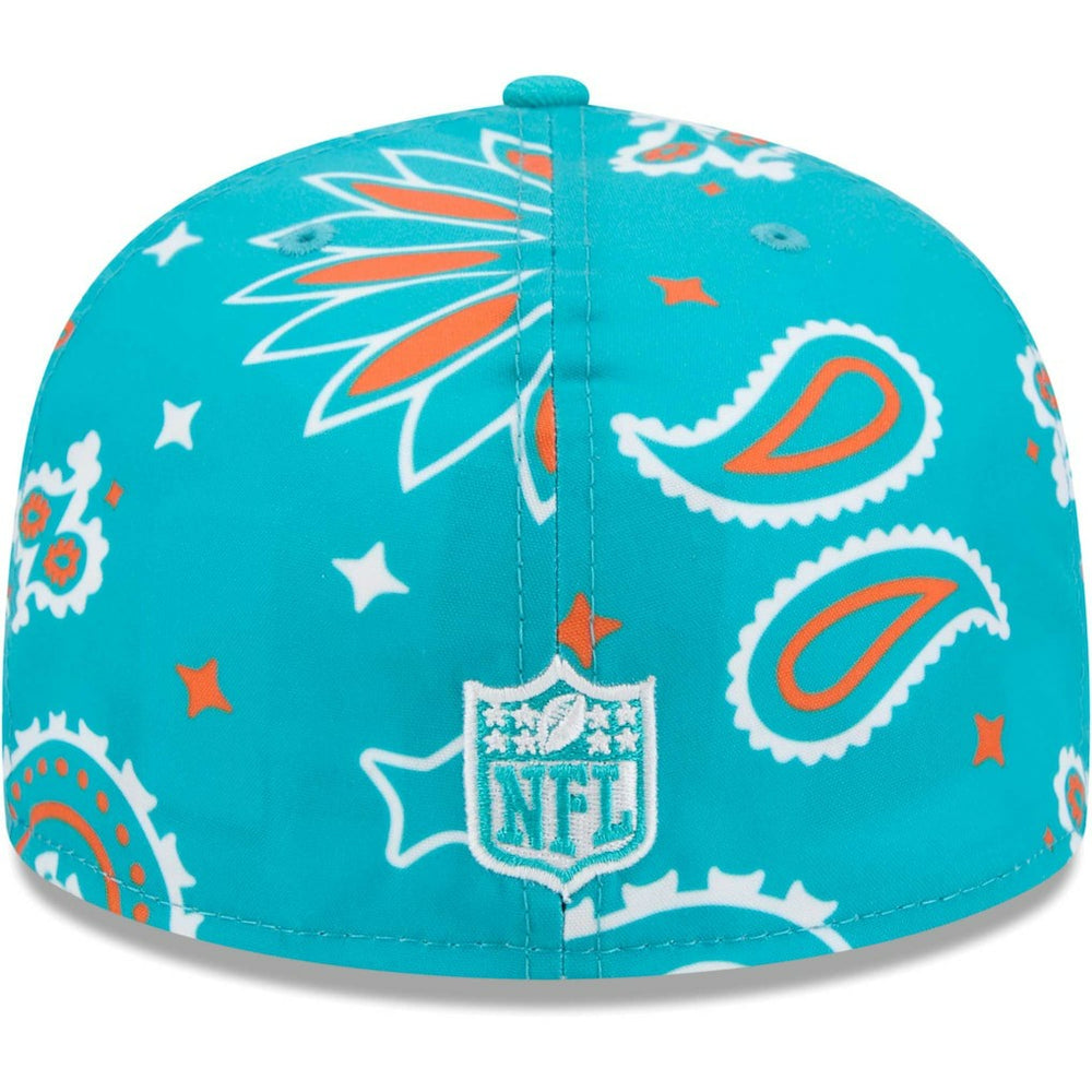Miami Dolphins New Era Paisley 59FIFTY Fitted Hat Aqua - NFL