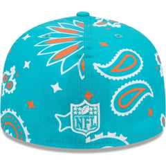 Miami Dolphins New Era Paisley 59FIFTY Fitted Hat Aqua - NFL