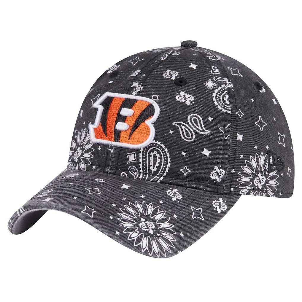 Cincinnati Bengals New Era Women's Paisley 9TWENTY Adjustable Hat Black - NFL