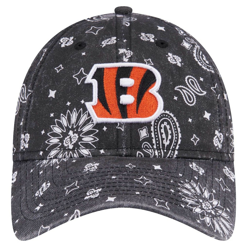 Cincinnati Bengals New Era Women's Paisley 9TWENTY Adjustable Hat Black - NFL