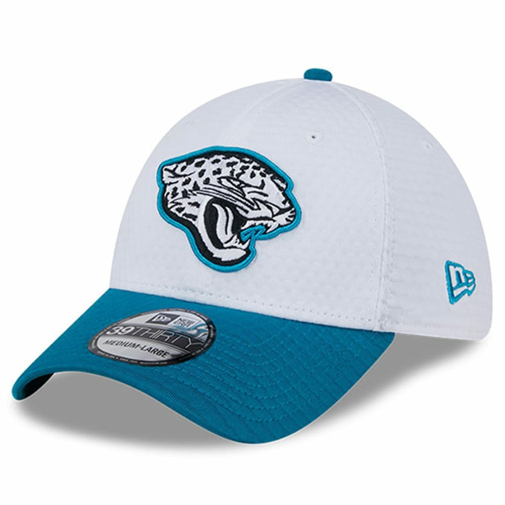 Jacksonville Jaguars New Era 2024 NFL Training Camp 39THIRTY Flex Hat White/Teal - NFL