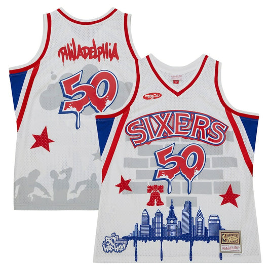 Philadelphia 76ers x Tats Cru Hardwood Classics Fashion Jersey sale - White | NBA Jerseys