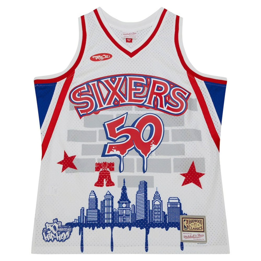 Mitchell & Ness - Philadelphia 76ers x Tats Cru Hardwood Classics Fashion Jersey - White