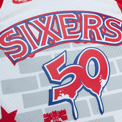 Mitchell & Ness - Philadelphia 76ers x Tats Cru Hardwood Classics Fashion Jersey - White