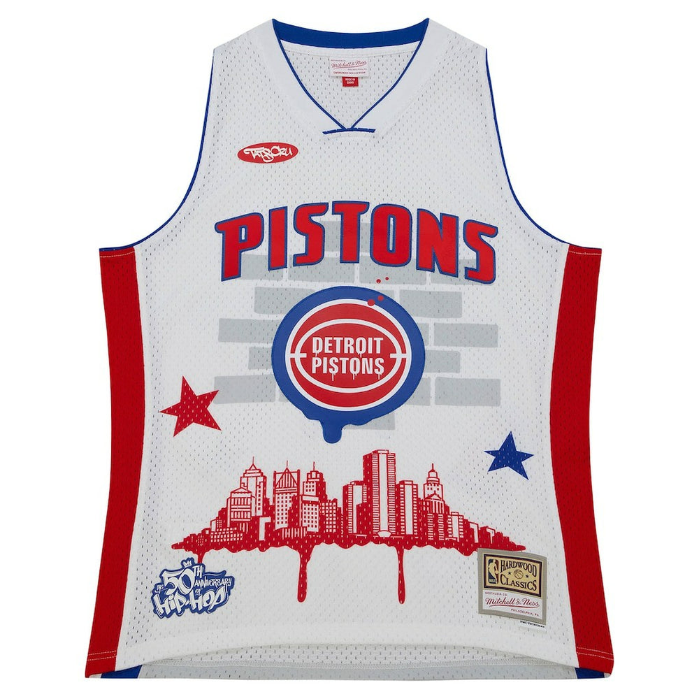 Mitchell & Ness - Detroit Pistons x Tats Cru Hardwood Classics Fashion Jersey - White