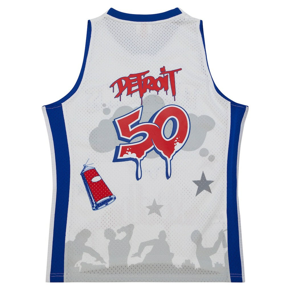 Mitchell & Ness - Detroit Pistons x Tats Cru Hardwood Classics Fashion Jersey - White