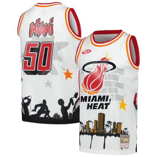 Miami Heat x Tats Cru Hardwood Classics Fashion Jersey - White | NBA Jerseys
