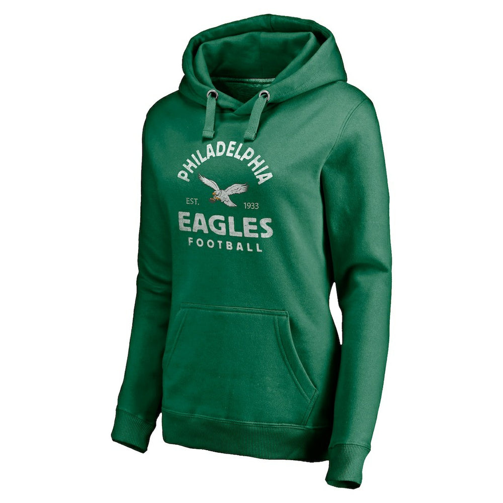 Philadelphia Eagles Women's Gridiron Classics Vintage Arch Pullover Hoodie Kelly Green - Fanatics