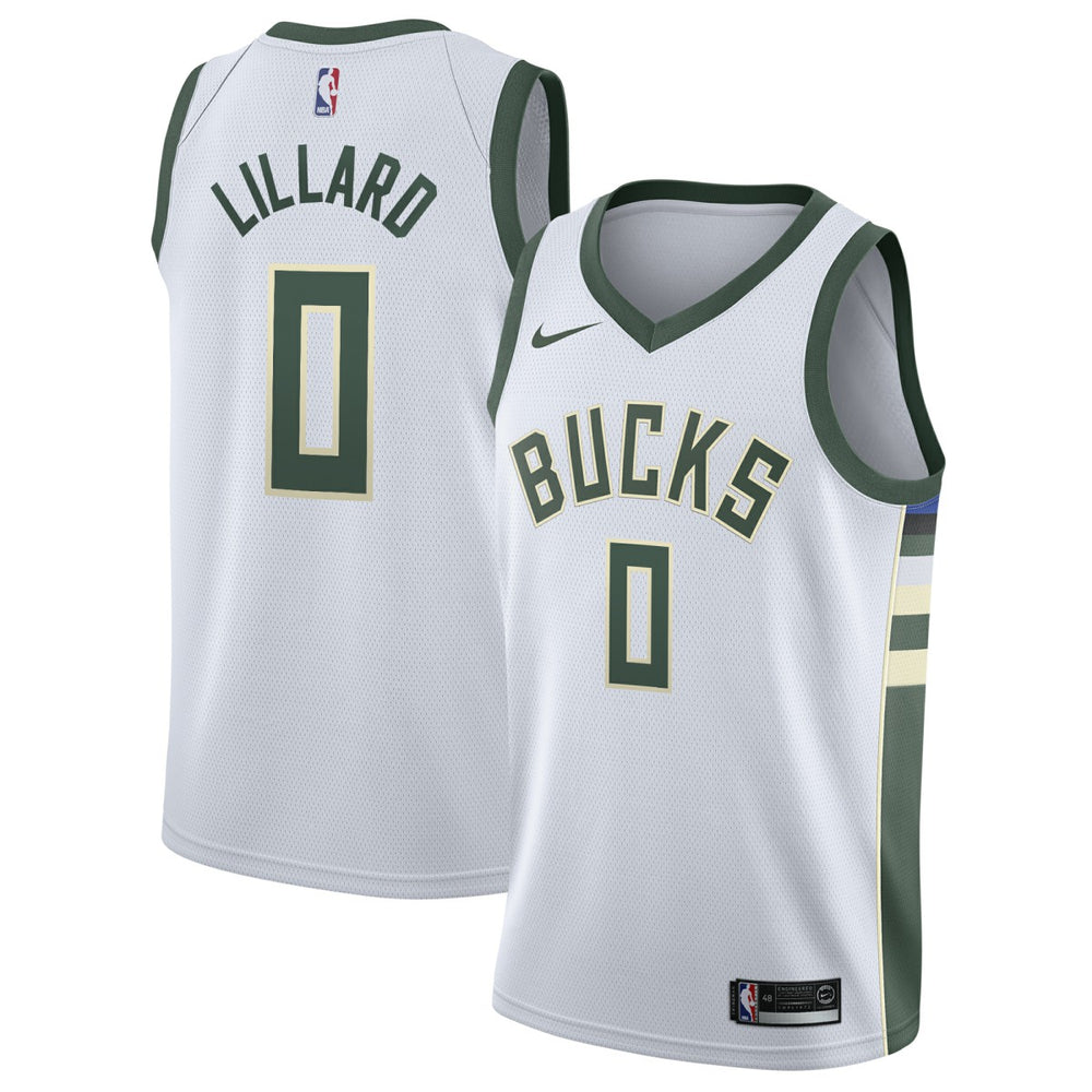 Nike - Damian Lillard Milwaukee Bucks Unisex Swingman Player Jersey - Association Edition - White