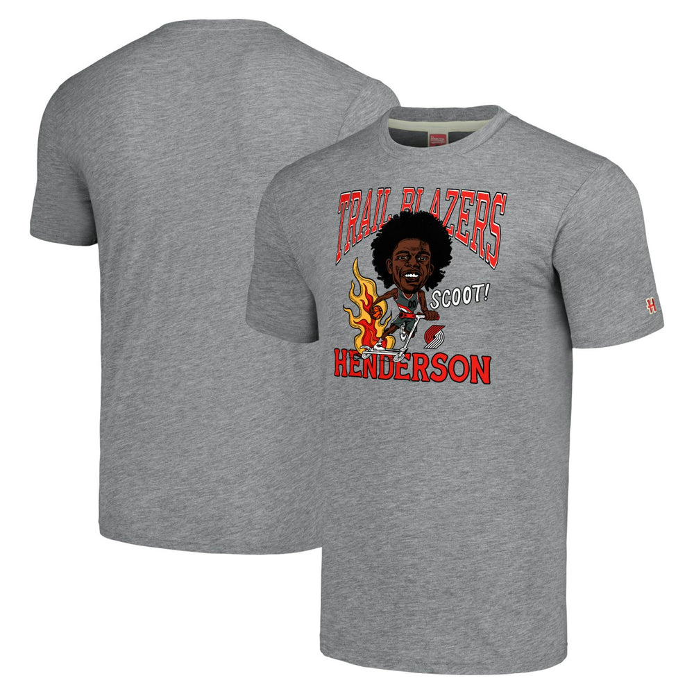 NBA - Scoot Henderson Portland Trail Blazers Homage Caricature Tri-Blend T-Shirt - Gray