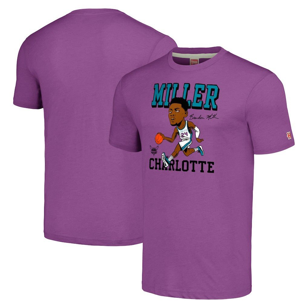 NBA - Brandon Miller Charlotte Hornets Homage Caricature Tri-Blend T-Shirt - Purple