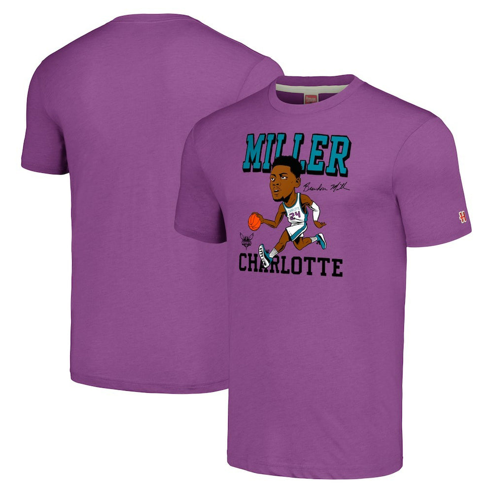 NBA - Brandon Miller Charlotte Hornets Homage Caricature Tri-Blend T-Shirt - Purple