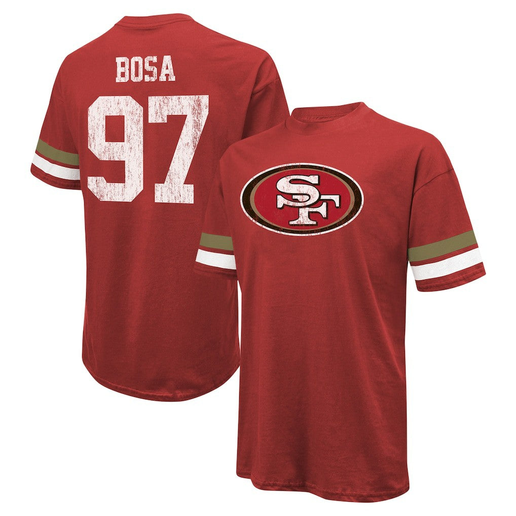 Nick Bosa San Francisco 49ers Majestic Threads Name & Number Oversized Fit T-Shirt Scarlet - NFL