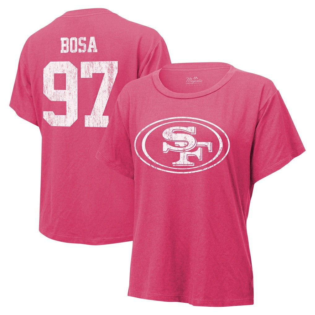 Nick Bosa San Francisco 49ers Majestic Threads Women's Name & Number T-Shirt Pink - NFL