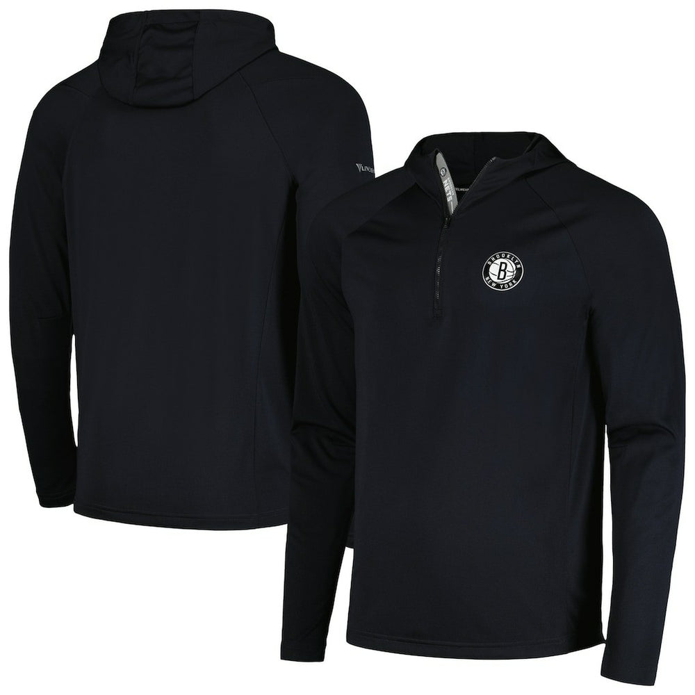 NBA - Brooklyn Nets Levelwear Zander Hoodie Raglan Quarter-Zip Top - Black