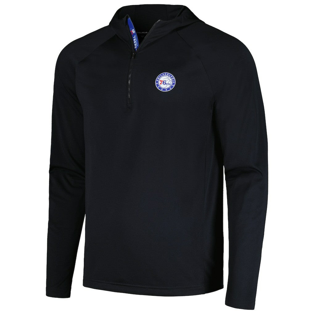 NBA - Philadelphia 76ers Levelwear Zander Hoodie Raglan Quarter-Zip Top - Black