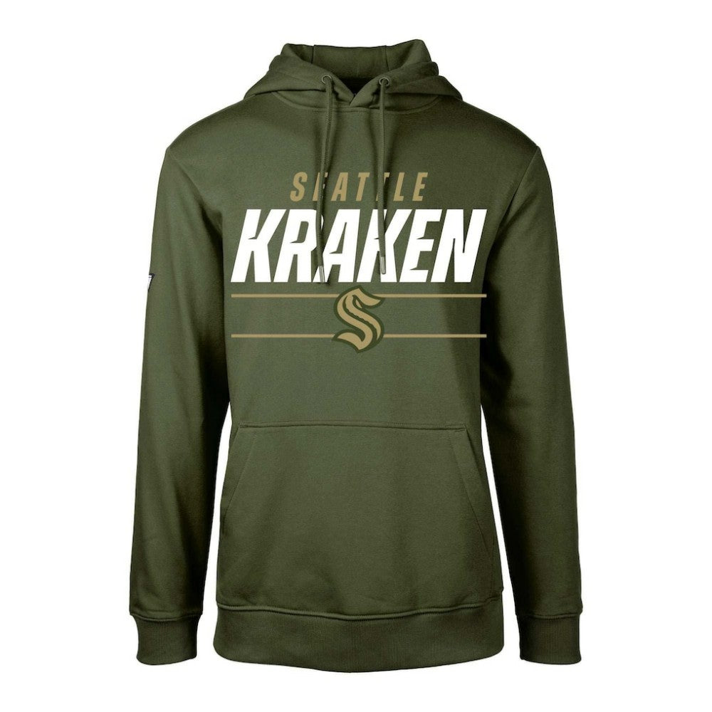 Seattle Kraken Levelwear Youth Podium Fleece Pullover Hoodie Olive