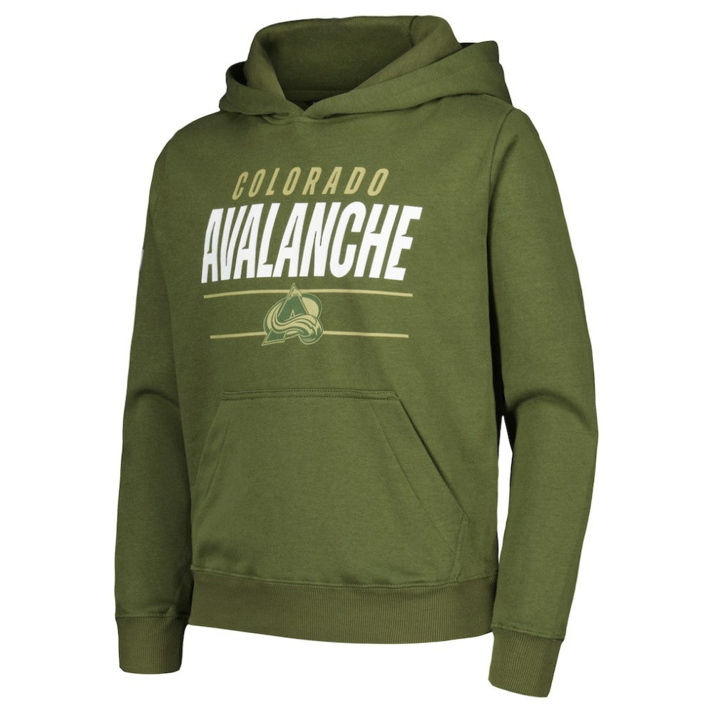 Colorado Avalanche - Levelwear Youth Podium Fleece Pullover Hoodie Olive