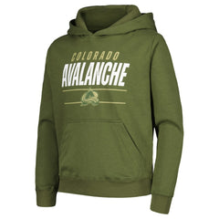 Colorado Avalanche - Levelwear Youth Podium Fleece Pullover Hoodie Olive