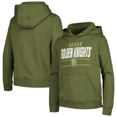 Vegas Golden Knights Levelwear Youth Podium Fleece Pullover Hoodie Olive