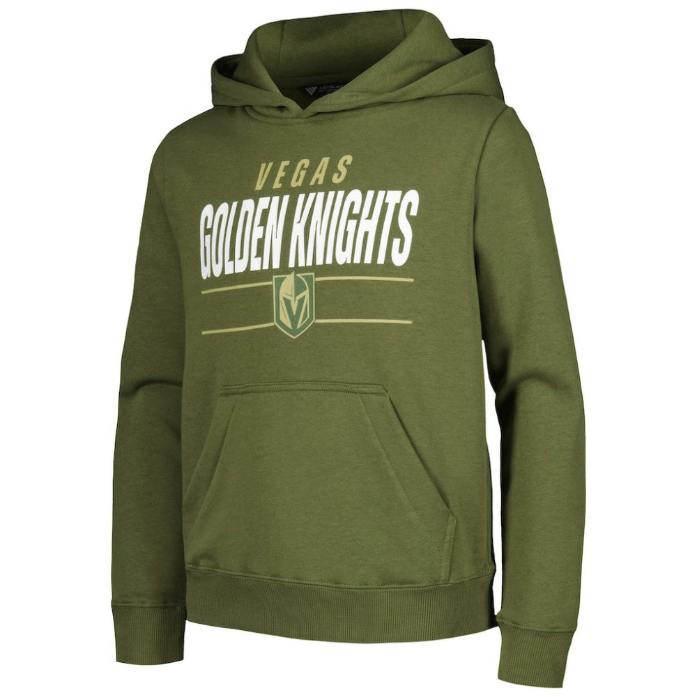 Vegas Golden Knights Levelwear Youth Podium Fleece Pullover Hoodie Olive