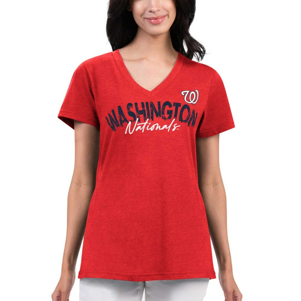 Washington Nationals G-III 4Her by Carl Banks Women's Key Move V-Neck T-Shirt Clearance