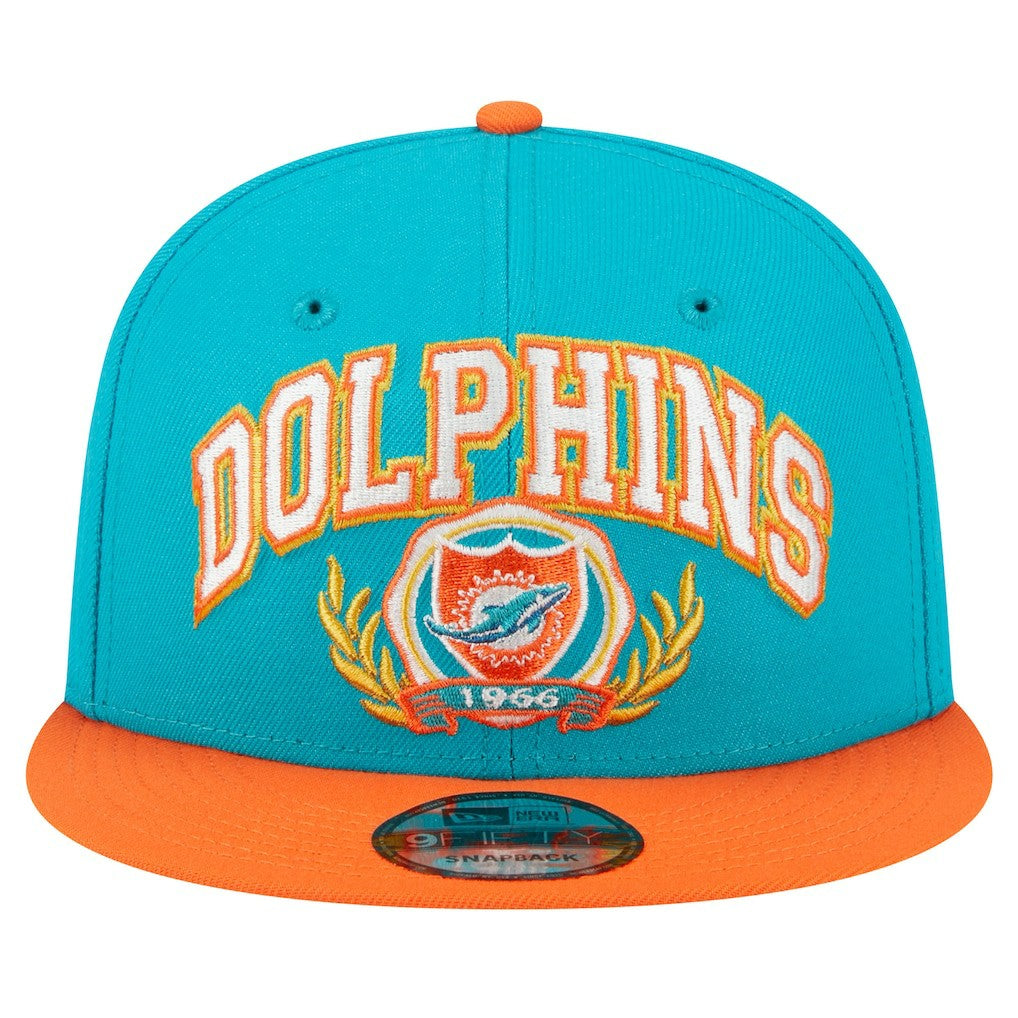 Miami Dolphins New Era Team Establish 9FIFTY Snapback Hat Aqua/Orange - NFL
