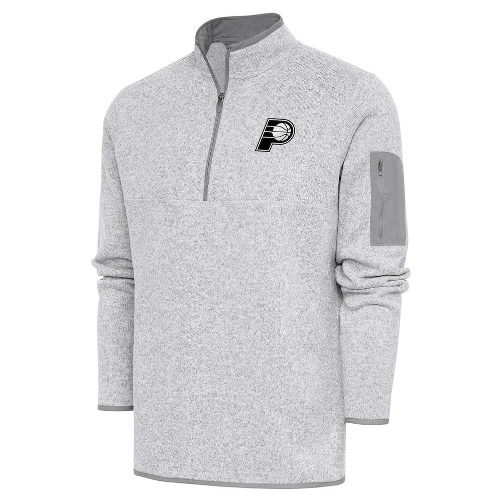 NBA - Indiana Pacers Antigua Metallic Logo Fortune Quarter-Zip Jacket - Heather Gray