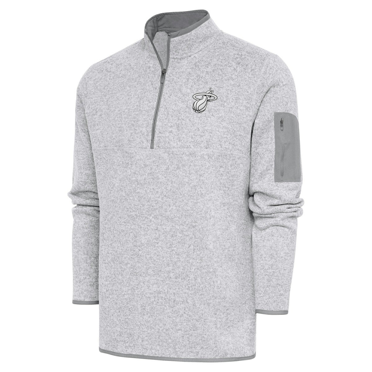 NBA - Miami Heat Antigua Metallic Logo Fortune Quarter-Zip Jacket - Heather Gray