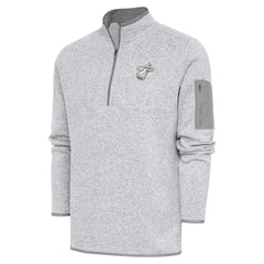 NBA - Miami Heat Antigua Metallic Logo Fortune Quarter-Zip Jacket - Heather Gray