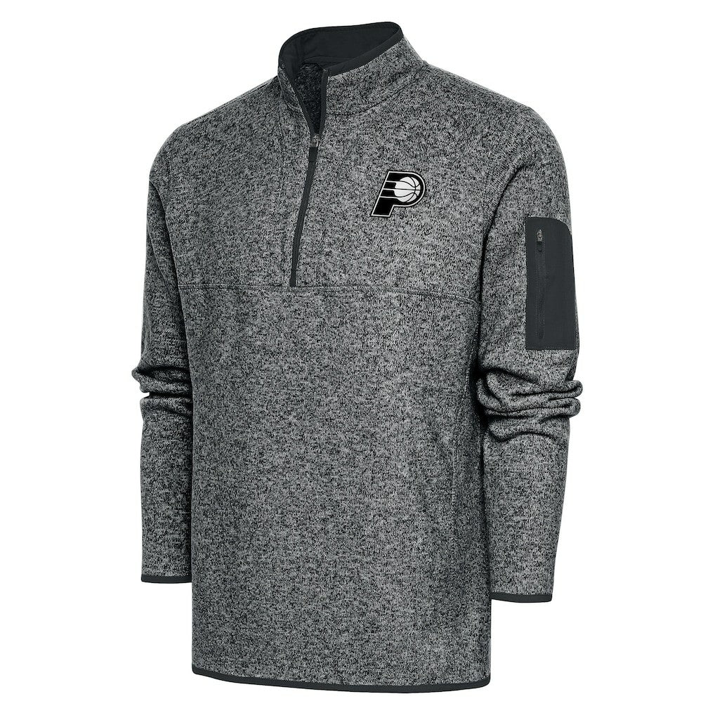 NBA - Indiana Pacers Antigua Metallic Logo Big & Tall Fortune Quarter-Zip Jacket - Heather Gray