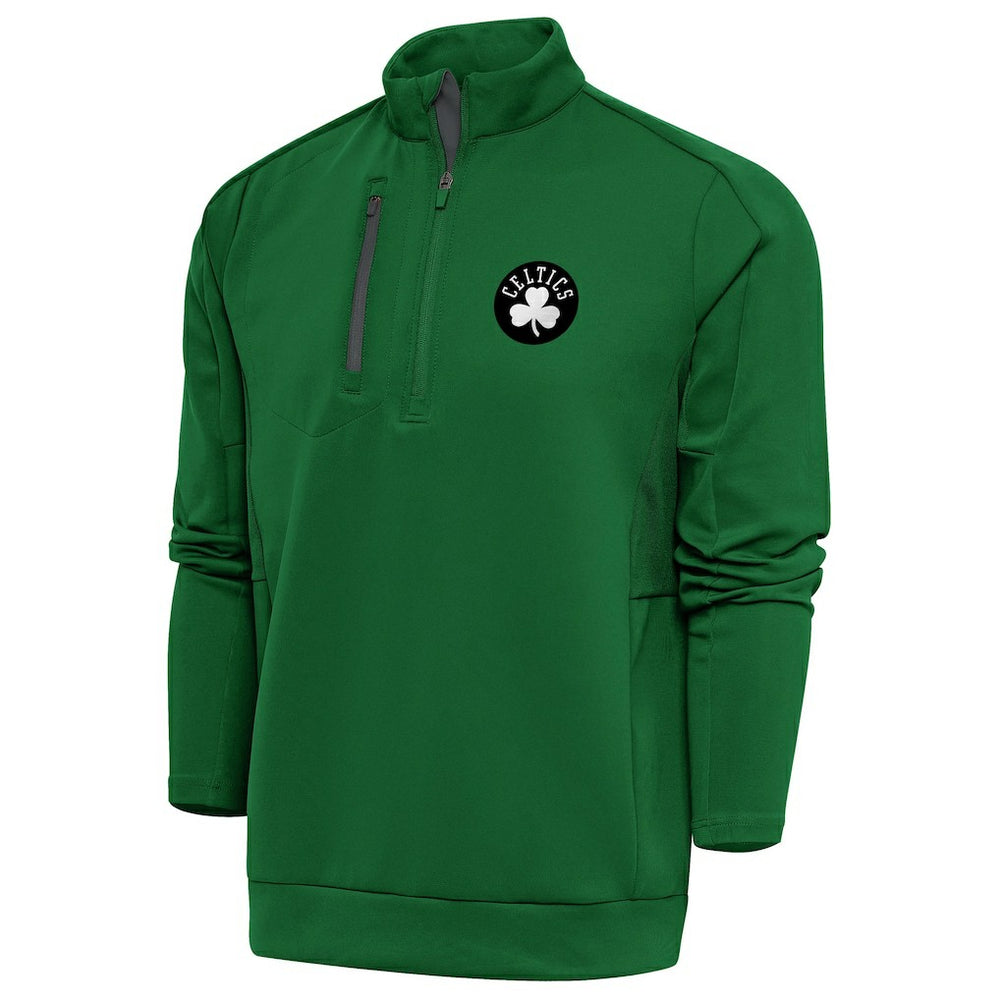 NBA - Boston Celtics Antigua Metallic Logo Generation Quarter-Zip Top - Kelly Green