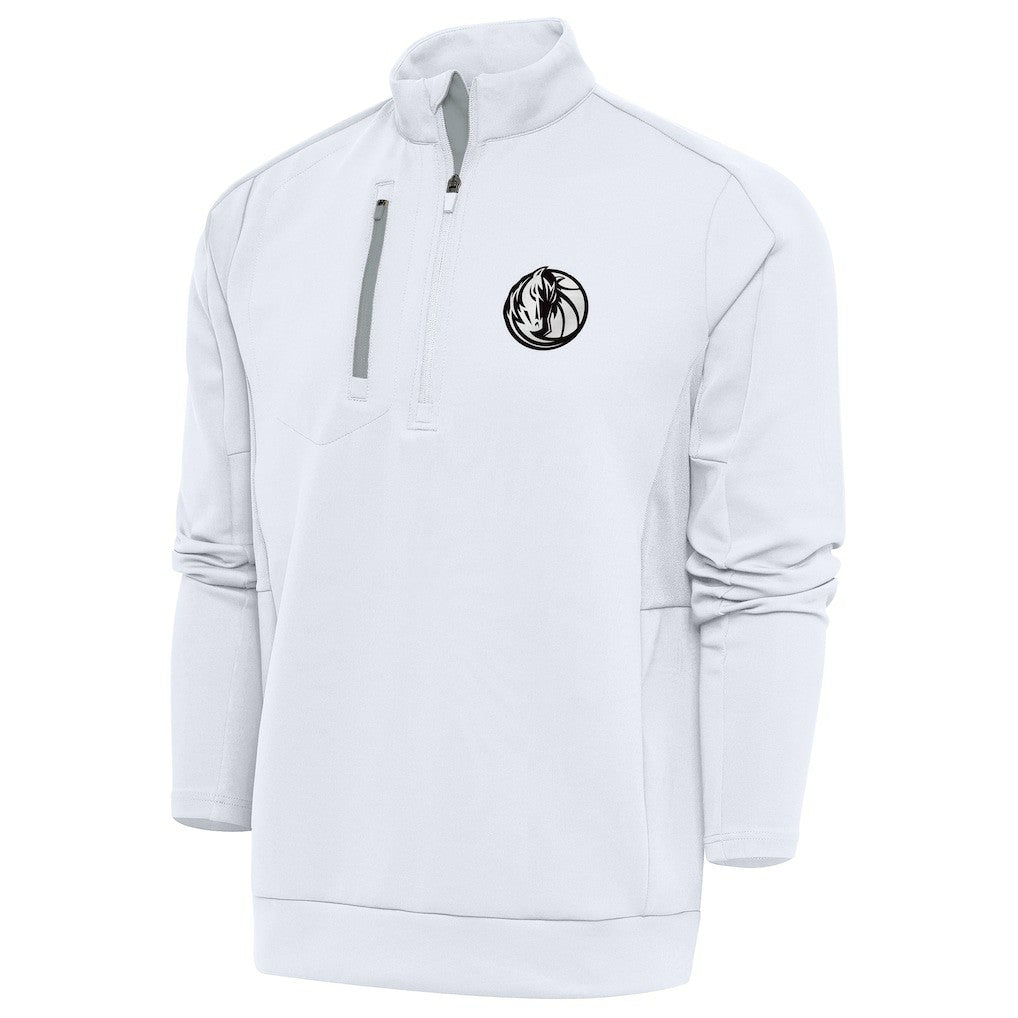 NBA - Dallas Mavericks Antigua Metallic Logo Generation Quarter-Zip Top - White