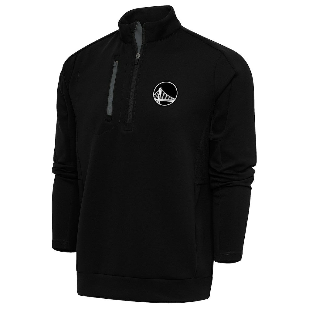 NBA - Golden State Warriors Antigua Metallic Logo Generation Quarter-Zip Top - Black