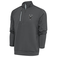 NBA - Milwaukee Bucks Antigua Metallic Logo Generation Quarter-Zip Top - Pewter